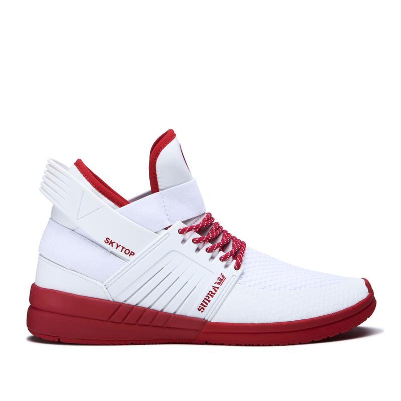 Buty Supra SKYTOP V - Sneakersy Wysokie Damskie - Białe / Czerwone (XSRL-15028)